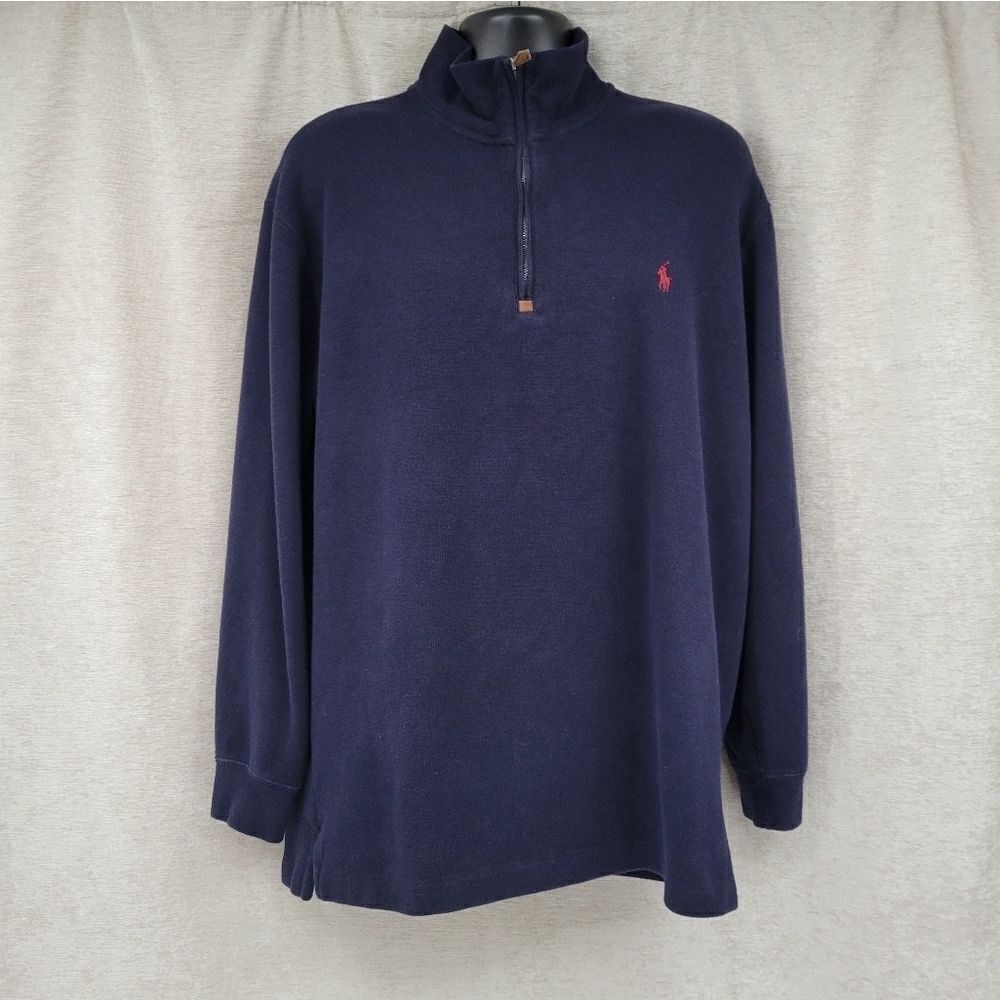 Polo Ralph Lauren Men's LT Dark Blue Quarter 1/4 Zip Sweater